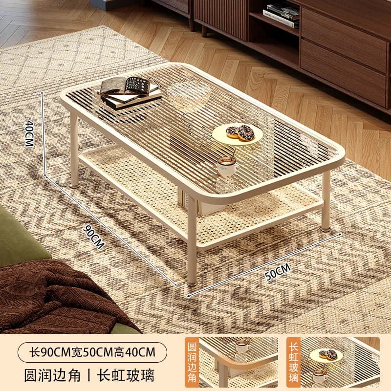 Table basse noire moderne en verre, table basse élégante pour canapé, plateau de table basse, meuble