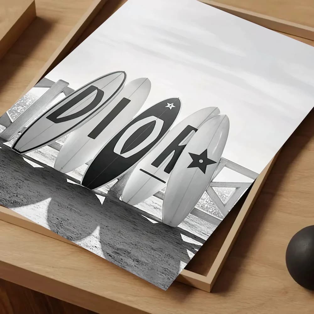 Affiche auto-adhésive en papier imperméable, 1 pièce, palmier noir et blanc, paysage de plage, photo