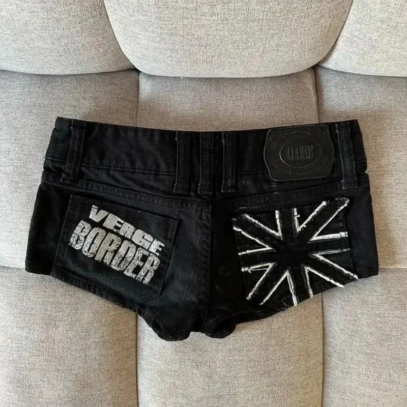 Shorts en jean brodés pour femme, bleu clair, ourlet effiloché, poches arrière déchirées, taille bas