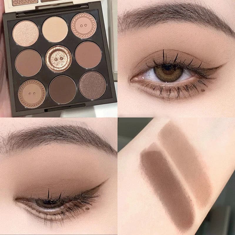 Palette de fards à paupières bruns, 9 couleurs, maquillage quotidien, scintillant, mat, durable, per