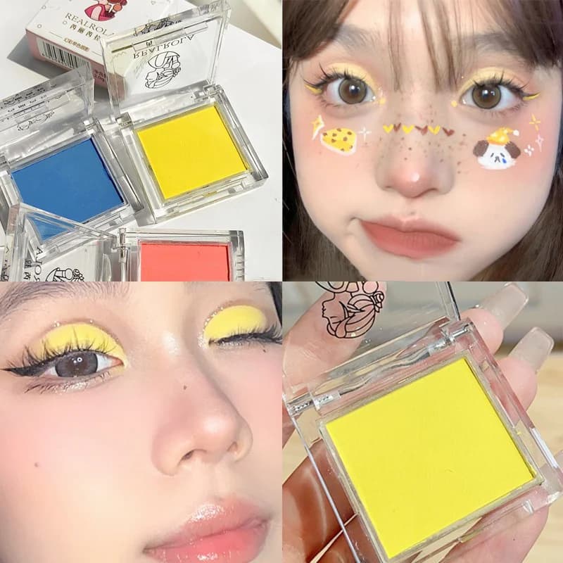 Fard à paupières vert mangue jaune, Palette de maquillage mate à haute teneur en pigments, doux et é