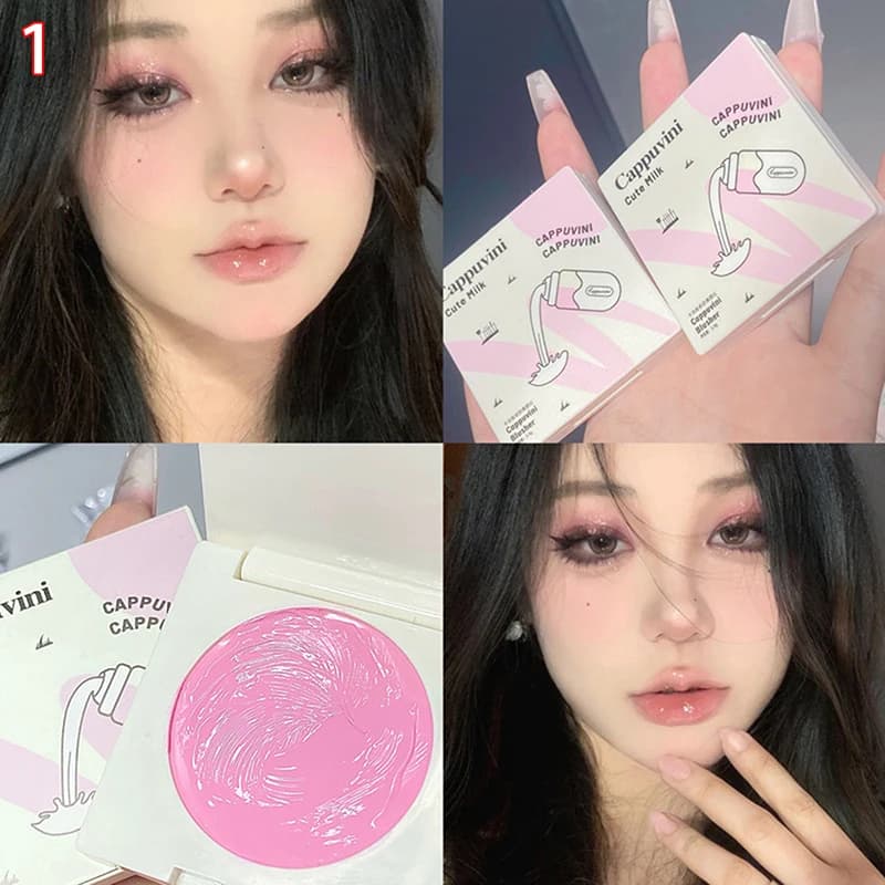 Cappuvini Fard à joues crémeux, contouring, illuminateur de teint, waterproof, multi-usage, fard à p