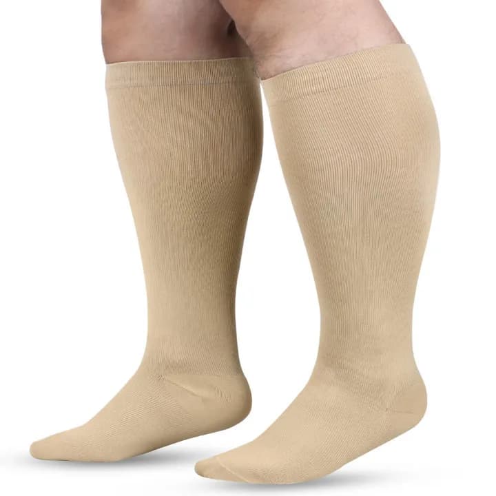 Chaussettes de Compression pour Femme et Homme, Grande Taille, 20-30 mmHg, Mollet Large, Extra Large