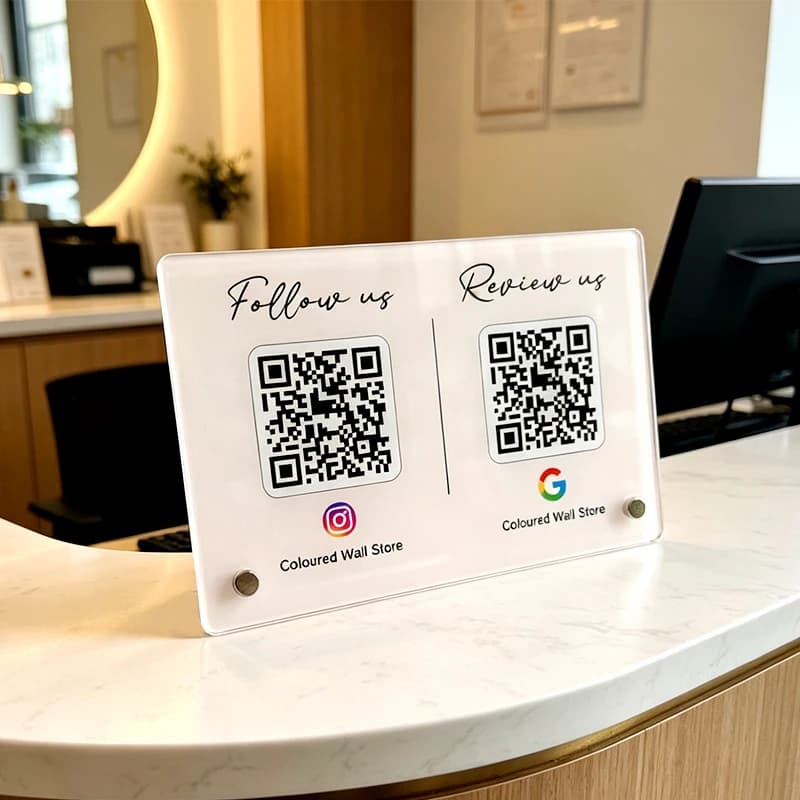Panneaux personnalisés avec code QR pour entreprises, plaque acrylique sur pied, personnalisation du