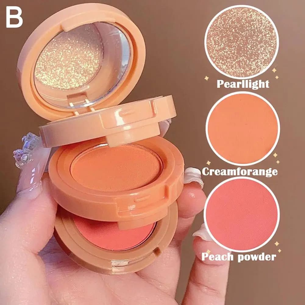 Fard à joues mat 3 en 1, poudre à reflets, ombre à paupières, maquillage pour le visage, Palette nat