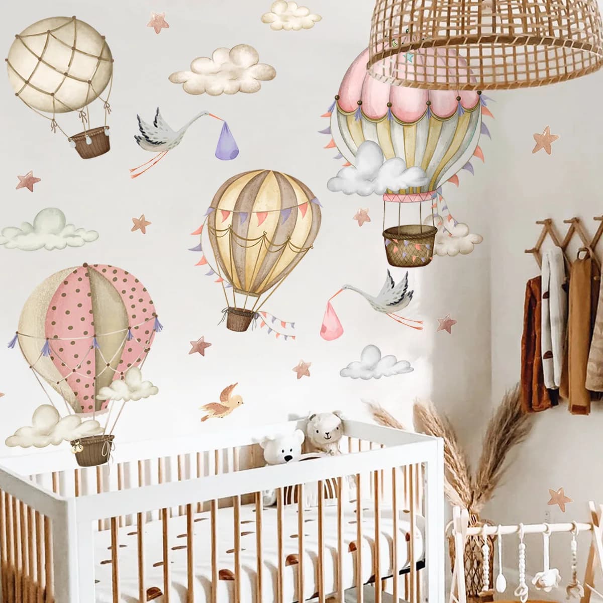 Autocollants Muraux de Montgolfière Pehonneur à la Main, Décoration de Fond de Chambre d'Enfant, de