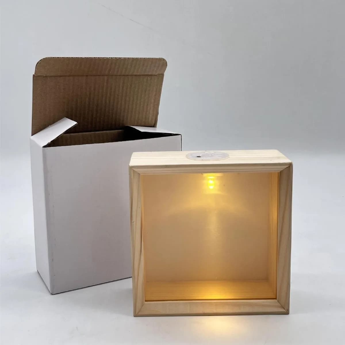 Cadre photo transparent avec éclairage d'ambiance 3D, boîtier en bois lumineux, cadre carré DIY pour