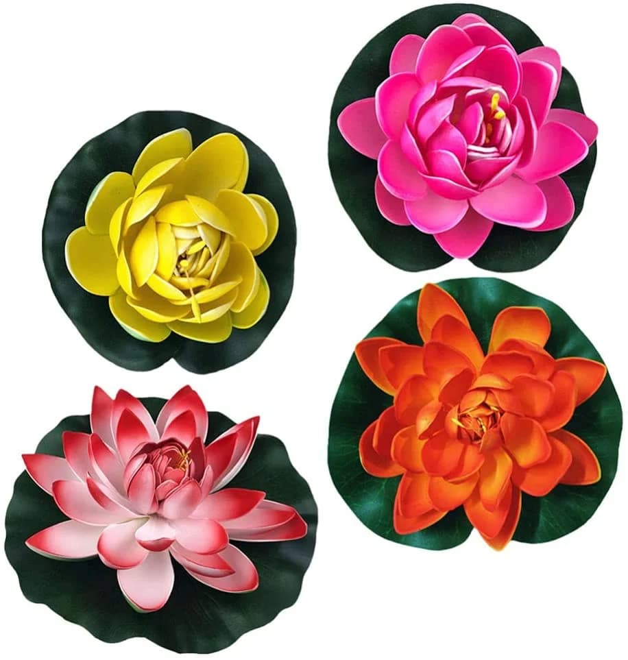 Fleur artificielle de nénuphar pour jardin, 4 pièces, ornement de fleur flottante pour sécuritaires 