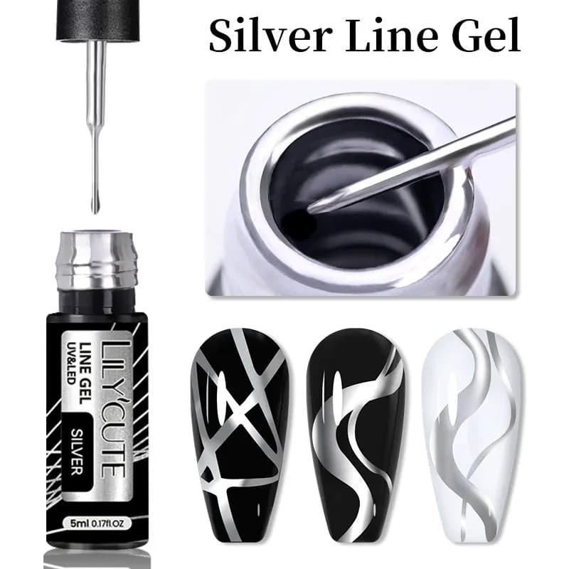 LILYCUTE 5ml vernis Gel métallique peinture Liner Super brillant or argent miroir Gel vernis à ongle