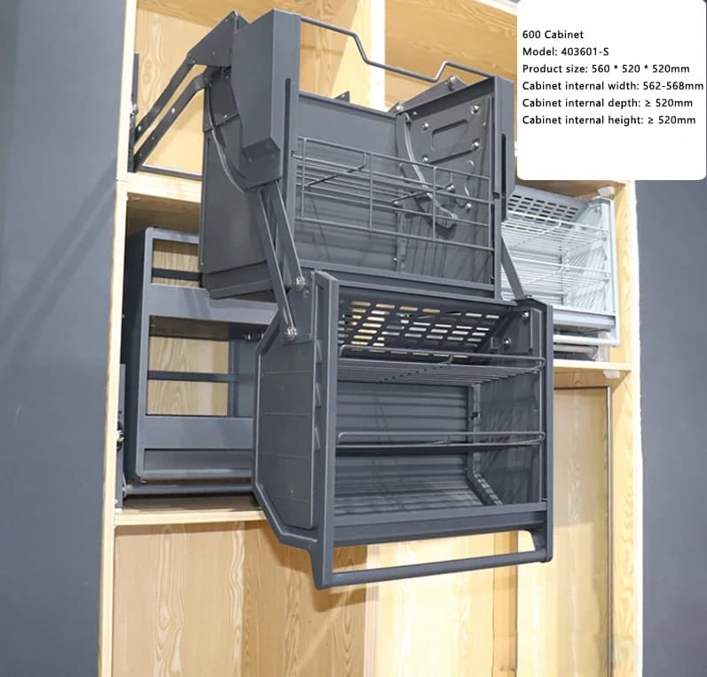 Armoire supérieure de réfrigérateur, panier de levage à double corps, armoire suspendue à double cou