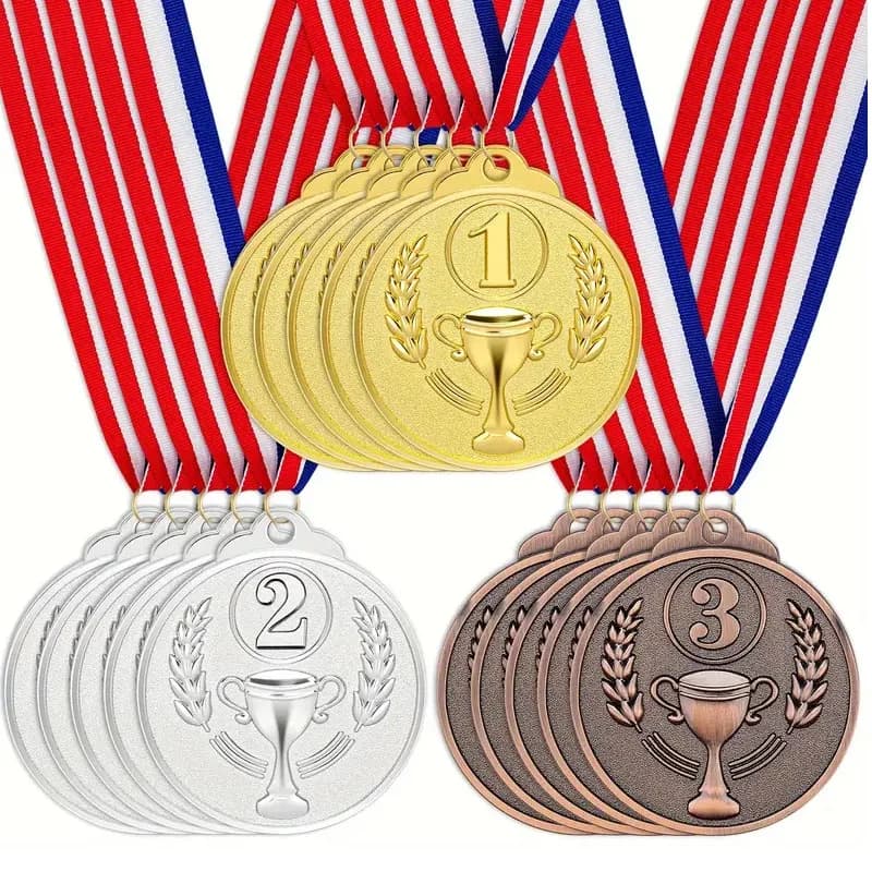 Lot de 15 Pièces de Prix en Noix de Coco localité, Argent, Bronze, pour les Compétitions Scolaires, 