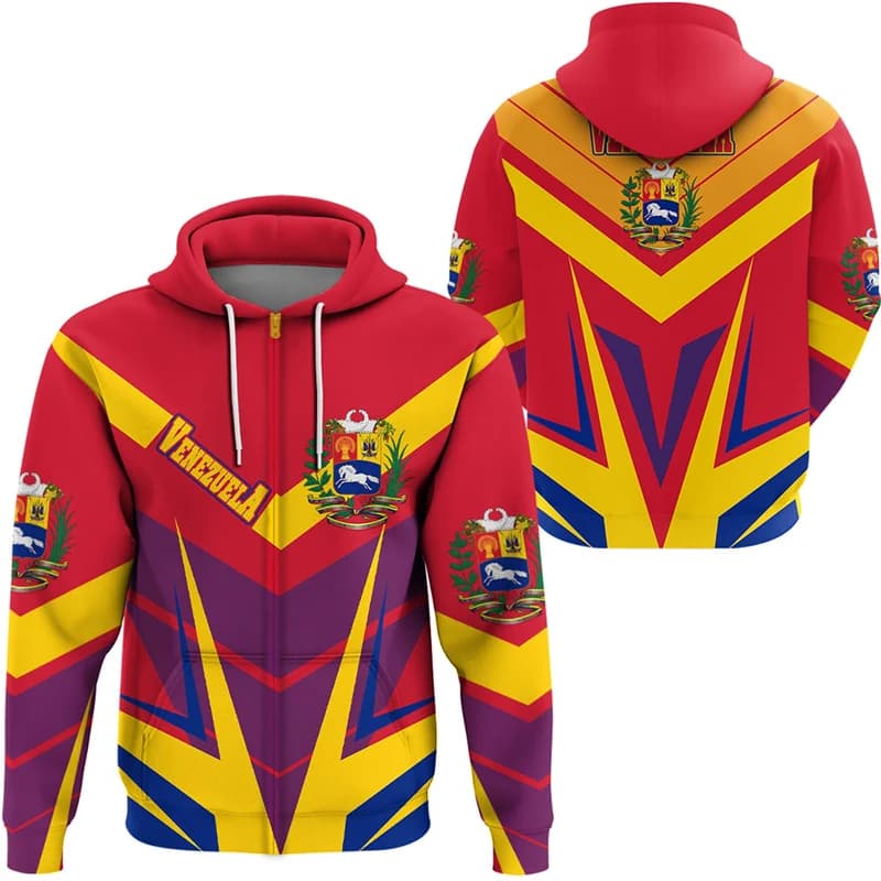 Sweat-shirt à capuche avec carte du drapeau du Venezuela imprimé en 3D, emblème National VEN, fermet