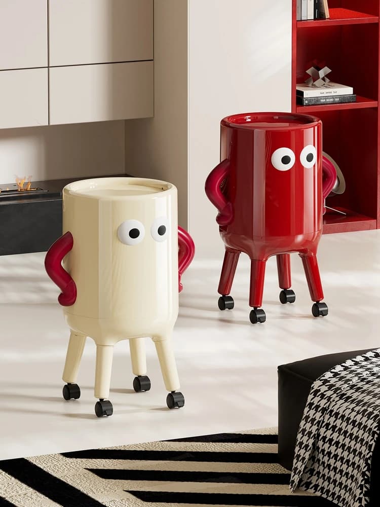Poubelle, corbeille à déchets à grande capacité avec couvercle, avec une figurine aux mains posées sur les hanches, idéale pour la décoration de la maison, poubelle de cuisine, ba