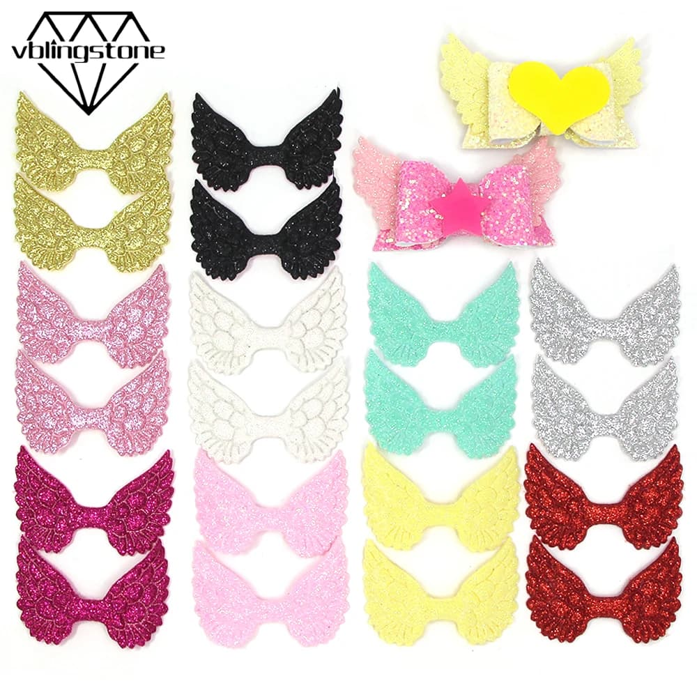 Patchs d'aile d'ange en poudre scintillante pour vêtements, patchs de couture pour vêtements de sauna, autocollants en tissu artisanal faits à la main, accessoires, 20 pièces