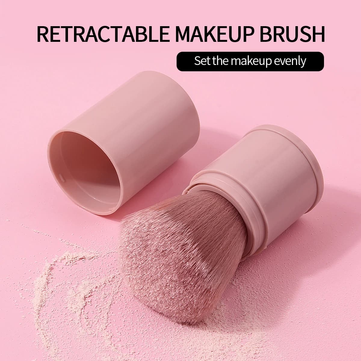 Pinceau de maquillage rétractable, 1 pièce, doux, moelleux, poudre, fond de teint, mélange, blush visage, brosse cosmétique, outils