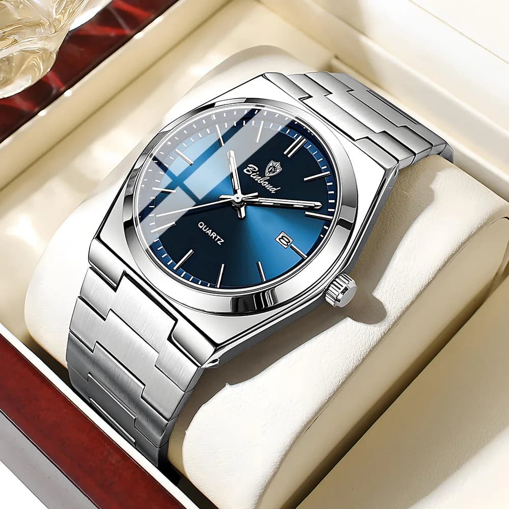 Nouveaux cadeaux décontracté affaires haut bleu horloge hommes montre de luxe montres automatiques hommes mode Quartz montres Relogio Masculino