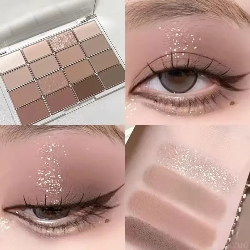 Palette de poudre scintillante marron rose, palette de cosmétiques pour les yeux, illuminateur à faible saturation, longue durée, pour un maquillage quotidien doux