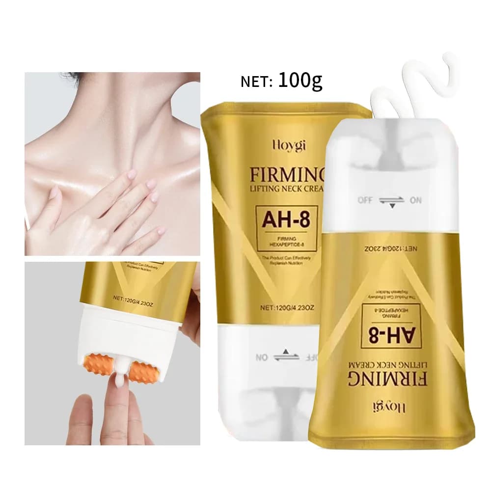 La crème pour le cou raffermissante et non collante AH-8 hydrate en profondeur, lisse et raffine la peau avec une crème pour le cou à texture légère.