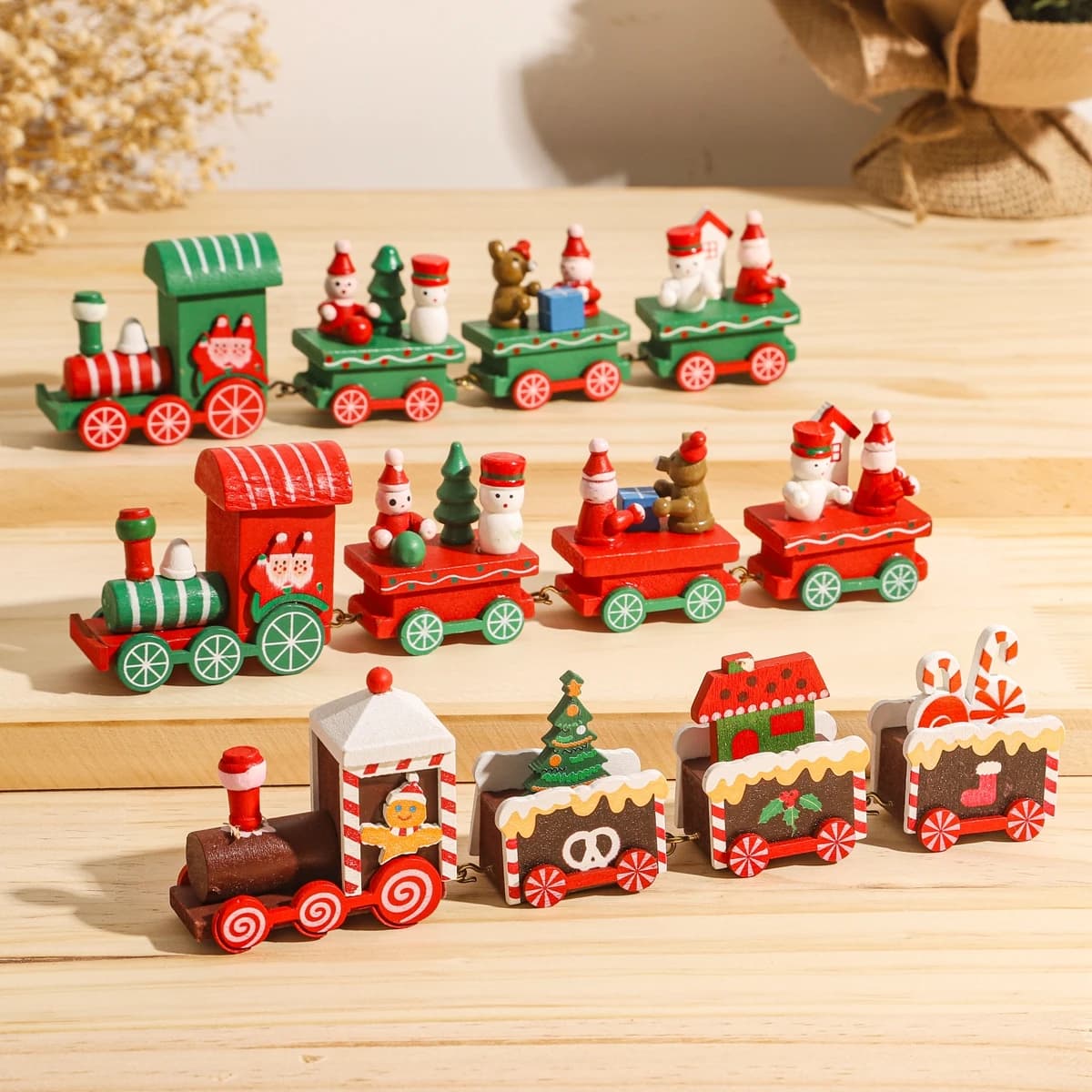 Train de noël en bois 2024, ornement de noël, décorations de joyeux noël pour la maison, cadeaux de noël, bonne année 2025