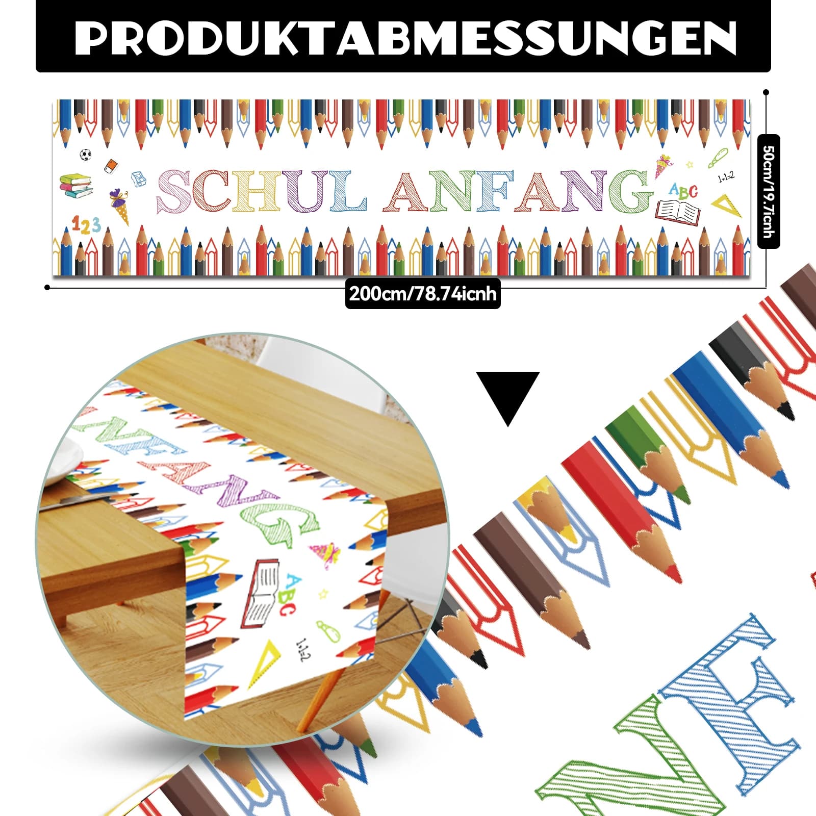 1 morceau de décoration de table pour le premier jour d'école, décoration de repas colorée, drapeau de table, introduction scolaire, décoration de fête