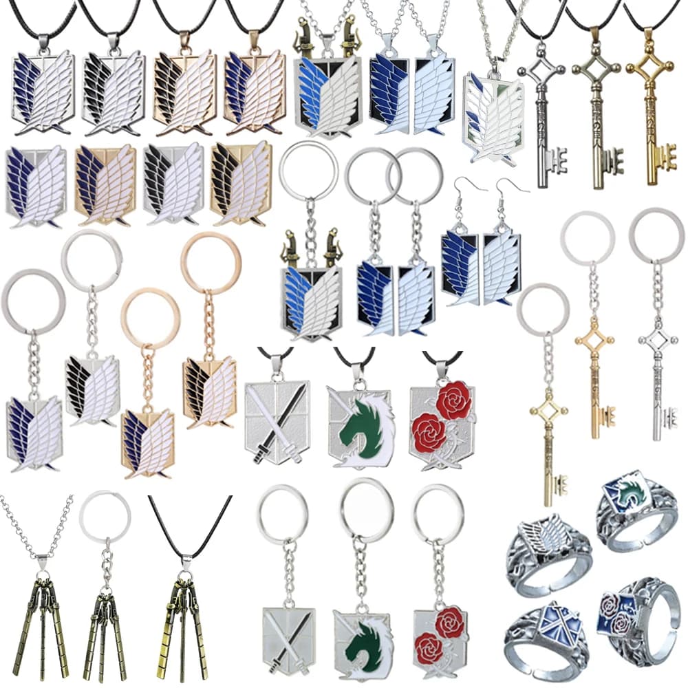 Ailes géométriques chaudes épée fleur pendentif porte-clés collier boucles d'oreilles broche classique mode polyvalent Film accessoires en gros