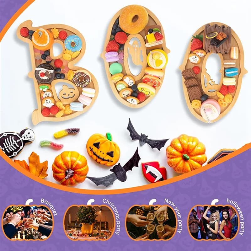 B84B-plateau d'halloween BOO, plateau de décoration d'halloween pour Table de cuisine intérieure, cheminée