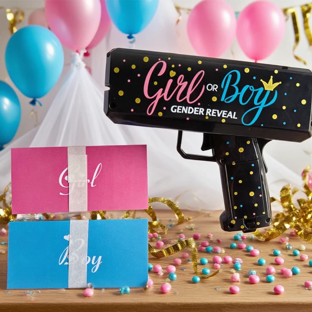 Ensemble de jeu de pistolet à confettis pour révélation du sexe