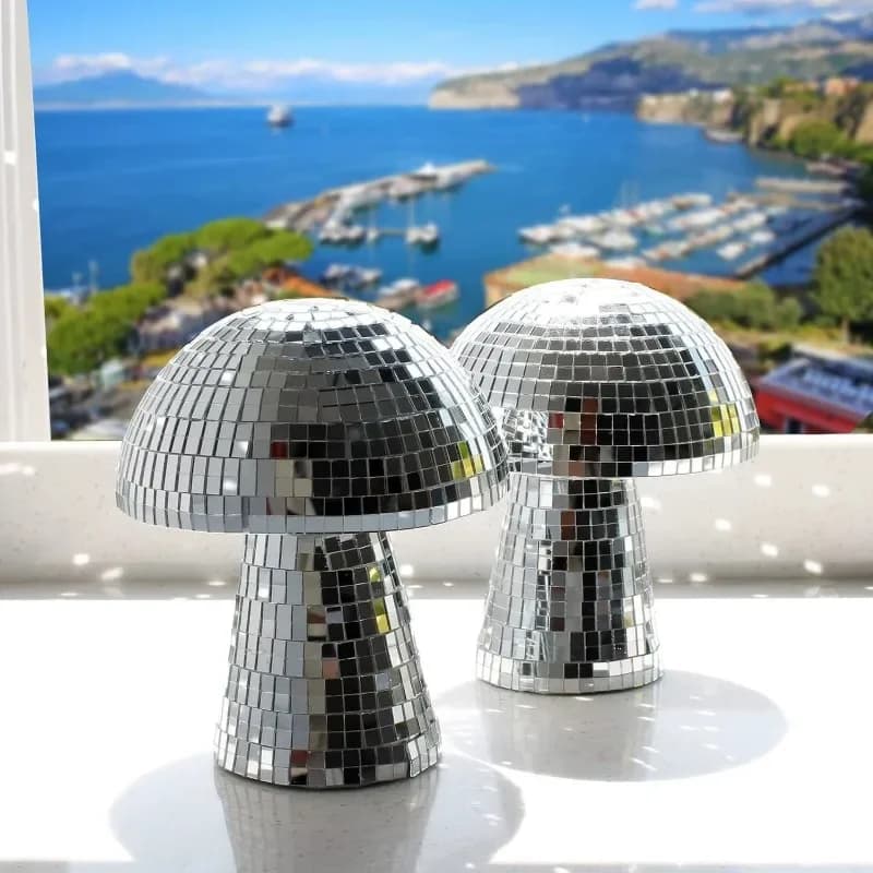 Boule Disco en forme de champignon, miroir réfléchissant, décoration de maison, artisanat, ornements en forme de champignon, technologie, décoration d'ambiance de Bar, Miniatures