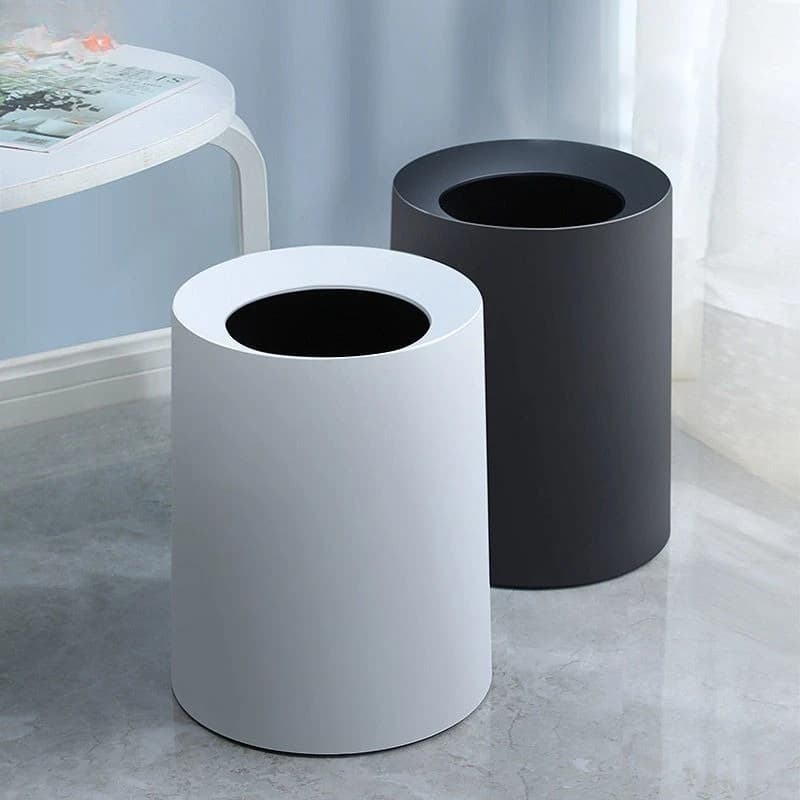 Poubelle en plastique mat de 12 L sans couvercle, bac à déchets multi-usages, seau de rangement, panier à papier pour la maison, le bureau, les déchets