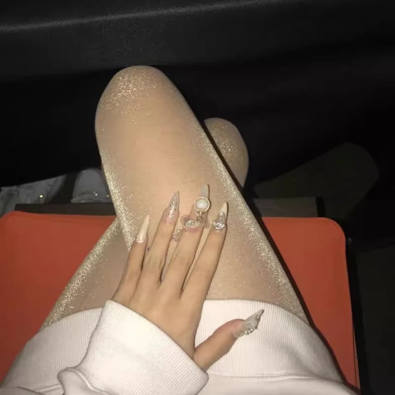 Collants Sexy noirs et blancs nacrés, scintillants, Lolita, bas gothique à fond doux, Compression inférieure classique
