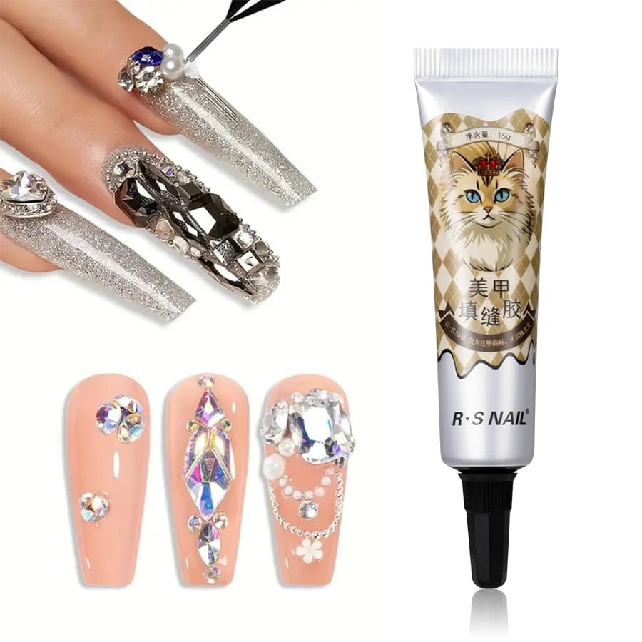 RSNAIL 4 en 1 Gel strass 15g Gel pour ongles Super fort pour décorations Nail Charm 3D ongles Bling Gel pour ongles gemme presse sur les ongles