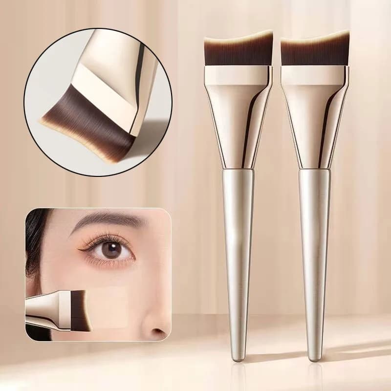 Pinceau à fond de teint incurvé et profilé, pinceau à fond de teint ultra-fin en forme de queue de poisson, pinceau à mélanger pour le visage en forme d'angle, pinceau à maquillage à poils doux