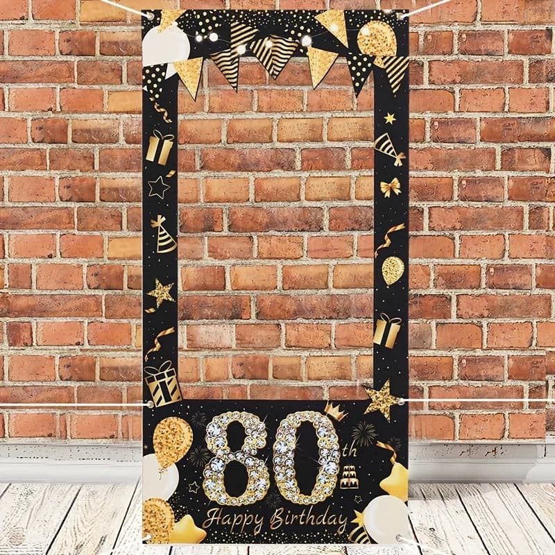 Cadre en tissu de fond d'anniversaire, adapté aux événements de célébration du 80e anniversaire, conçu comme fournitures de fête
