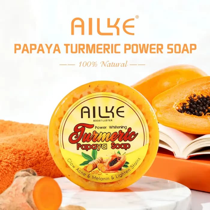 AILKE Barre de savon éclaircissante, au curcuma naturel, papaye, carotte, élimine les taches foncées