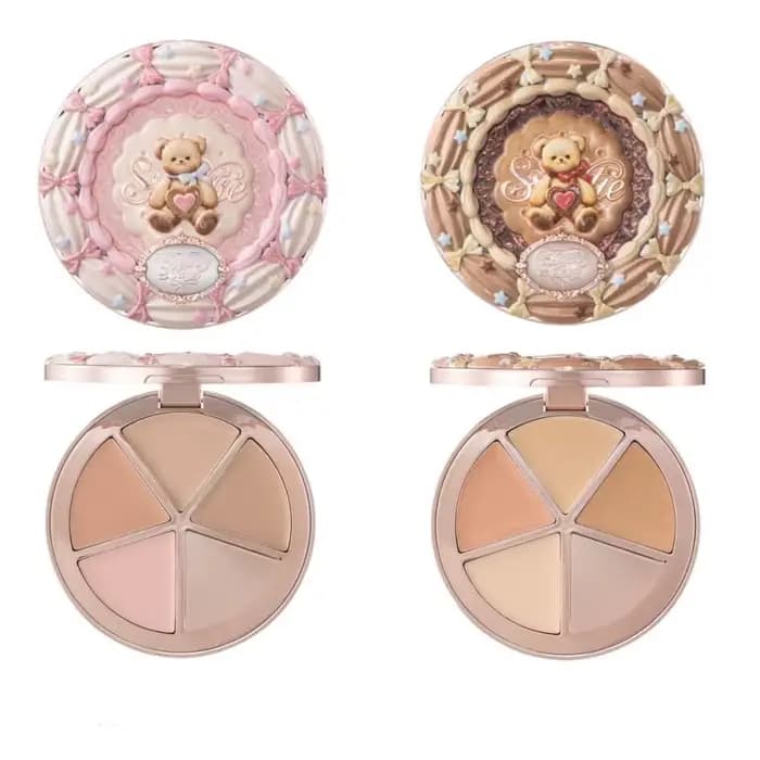 FLOWER KNOWS THE SWEETIE BEAR Palette anti-cernes 4 couleurs éclaircissante couvrant les cernes fond