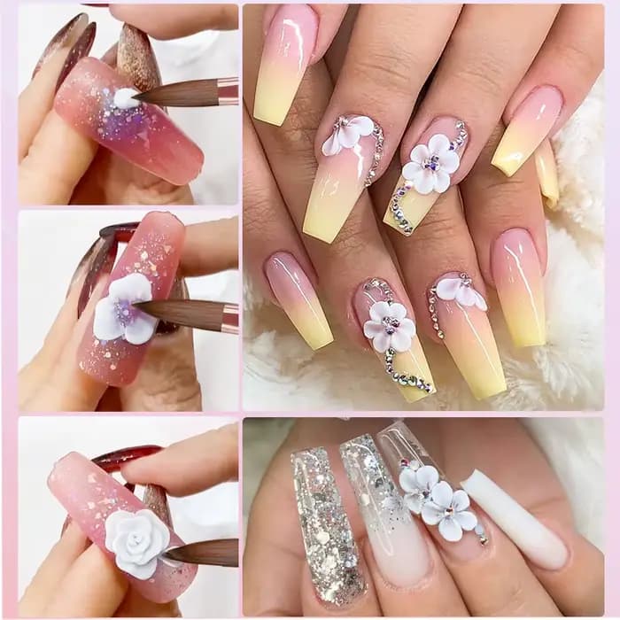 Brosse à ongles pour Application acrylique, 3 pièces, 8/10/14 # Pinceaux à ongles professionnels r