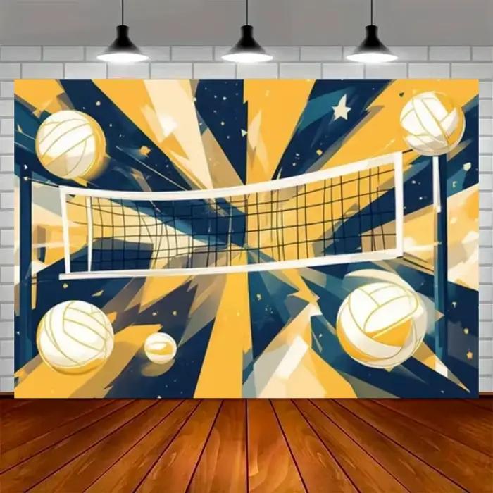 Décor de fond sur le thème du volley-ball, pour fête d'anniversaire sur la plage, salle de fitness,