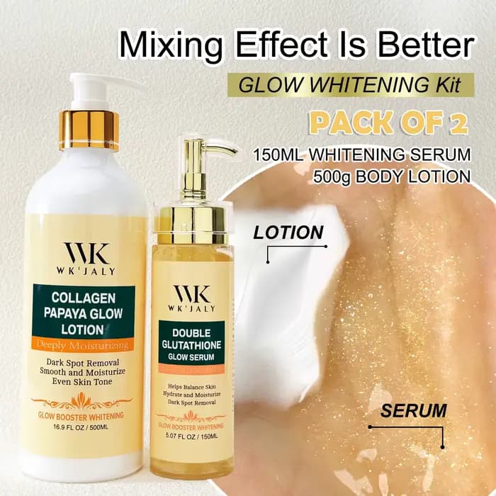 Sérum éclaircissant double glutathion WK JALY pour le visage, le corps, avec acide hyaluronique, cor