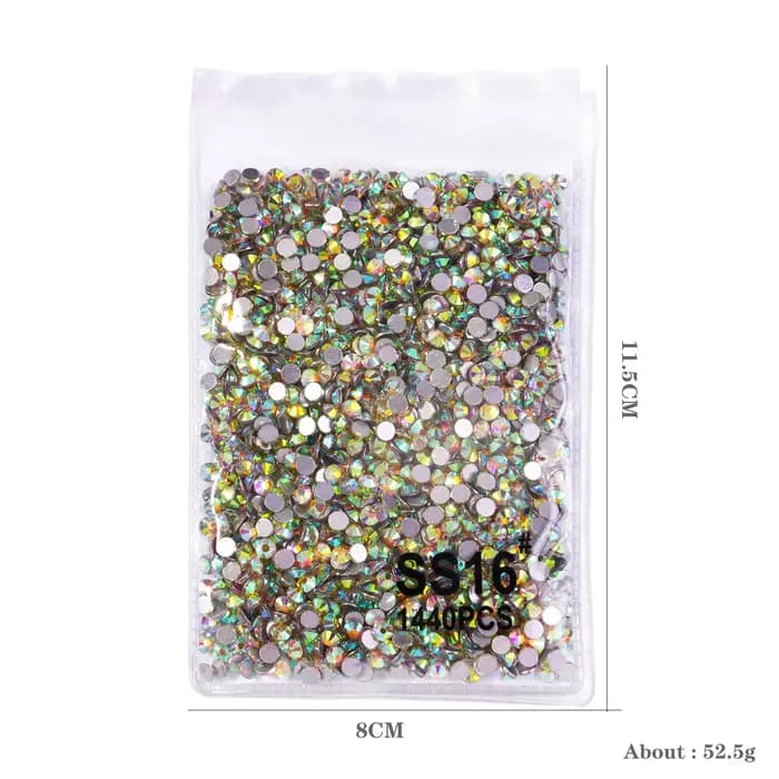 Strass pour ongles blancs clairs à fond plat, cristaux AB, décorations 3D pour Nail Art, 8 tailles,