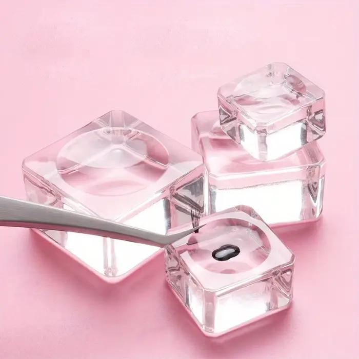 Joint carré en verre de cristal, support de faux cils, tampon de colle, 4 tailles, porte-colle, pale