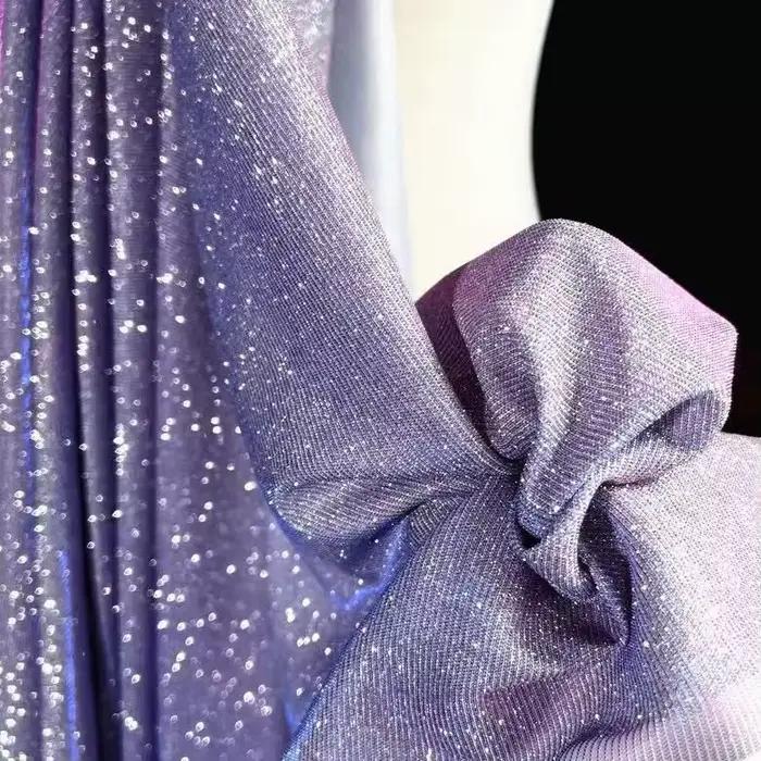 Tissu tricoté scintillant effet ciel étoilé laser, tissu élastique pour arrangements DIY, tissu de f