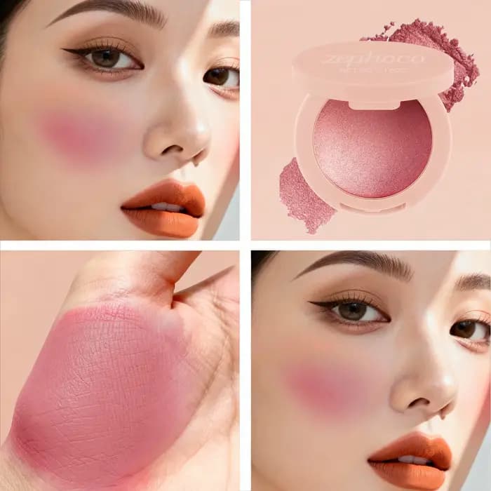 Fard à joues en poudre, couleur mate naturelle, imperméable, améliore le teint de la peau, doux et l