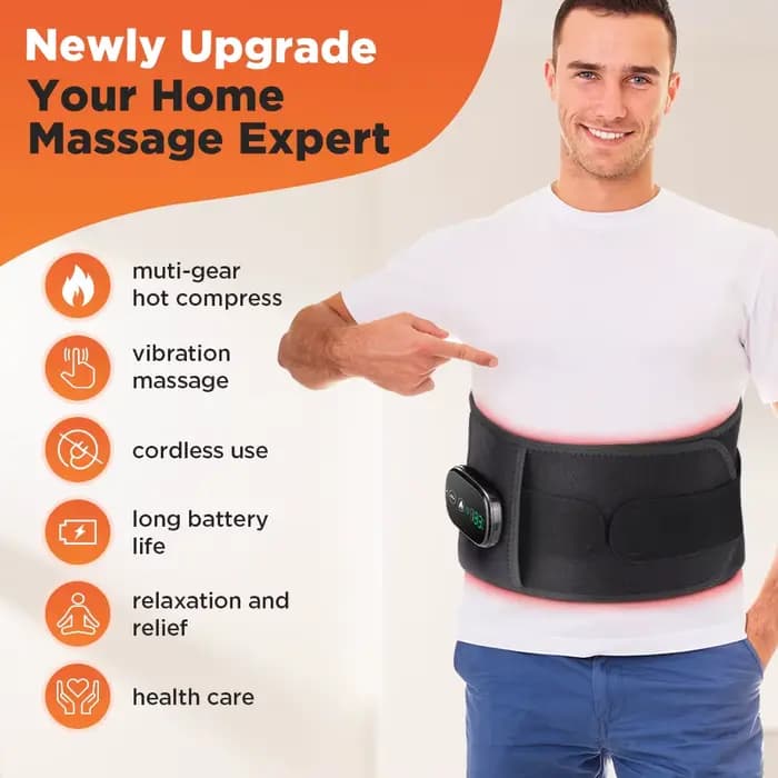 Ceinture de massage par vibrations chauffantes, lumière rouge, compresse chaude, attelle de soutien