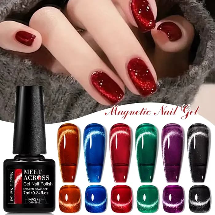 Vernis à ongles magnétique chat 140 couleurs, 7ml, holographique scintillant, galaxie LED UV, vernis