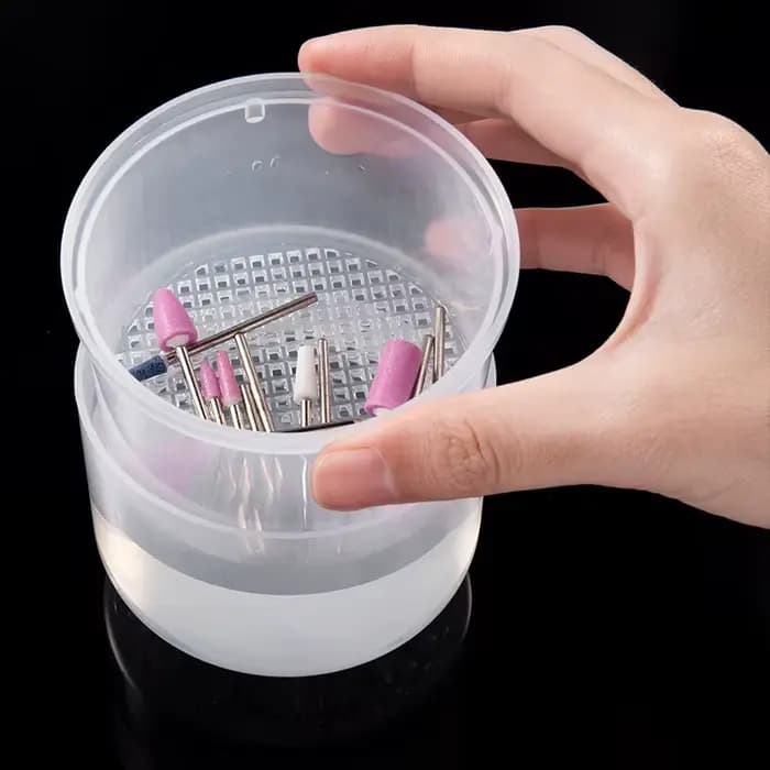 Boîte de désinfection pour forets à ongles, boîte de nettoyage de Filtration à Double couche, mallet