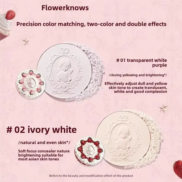Flower Knows Collection de cupidon aux fraises poudre pressée fond de teint en poudre de maquillage