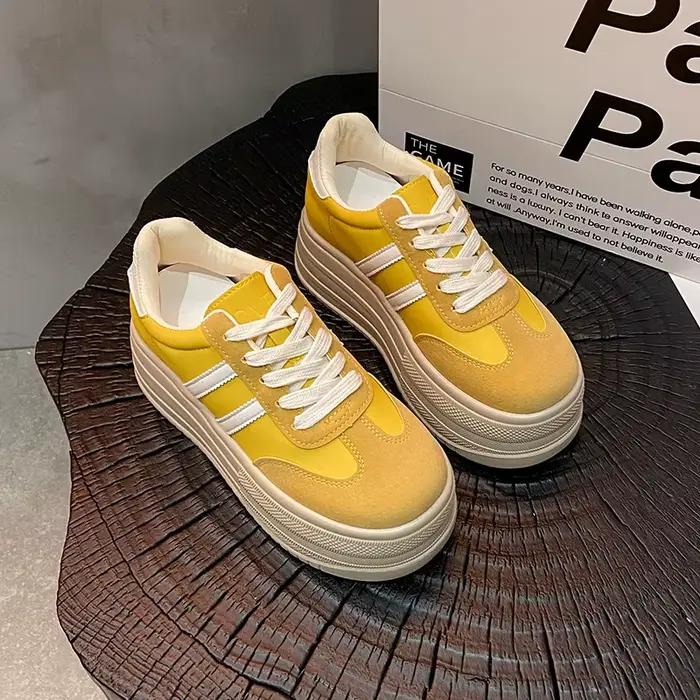 Baskets rehaussantes à semelle épaisse pour femmes, nouveau style printemps, décontractées, avec nœu