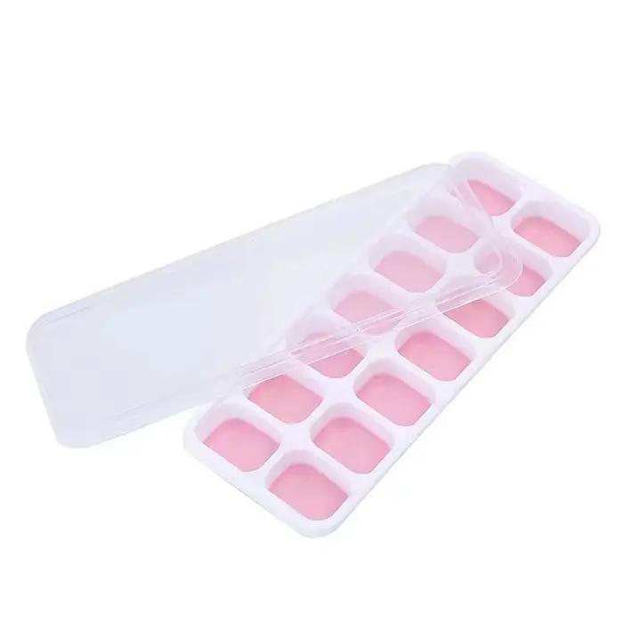 Plateaux à glaçons à 14 grilles, moule à glace en Silicone avec couvercle amovible, moule à Popsicle