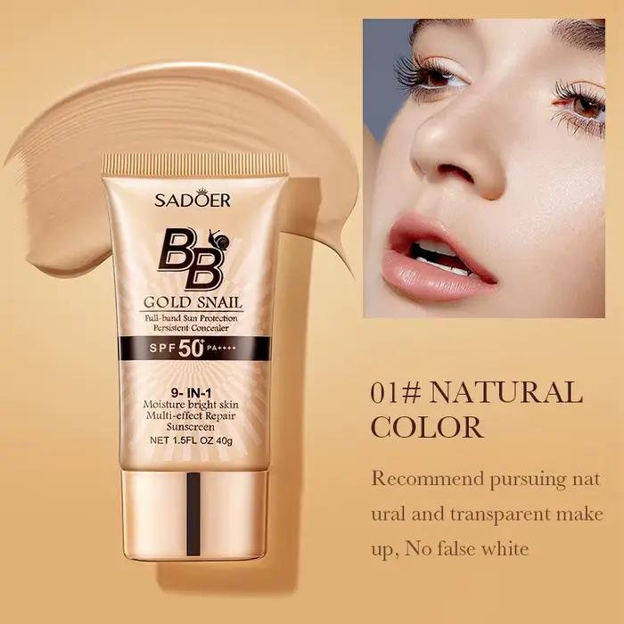 SADOER Crème BB écran solaire à la bave d'escargot, fond de teint, correcteur, crème hydratante isol