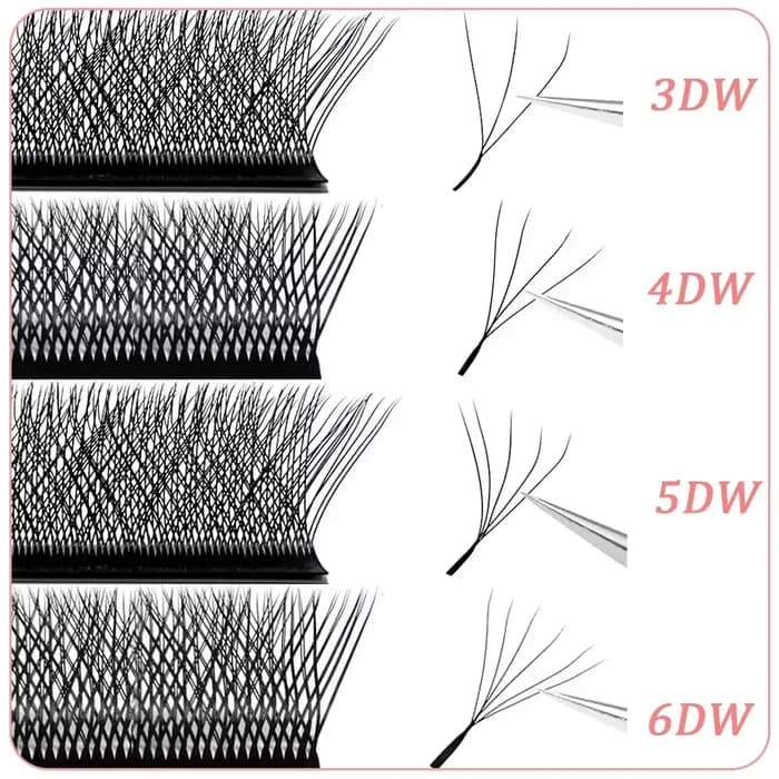 Extensions de cils Goddess W3D 4D 5D 6D, style W, en faux vison, naturelles, douces, effet éventail